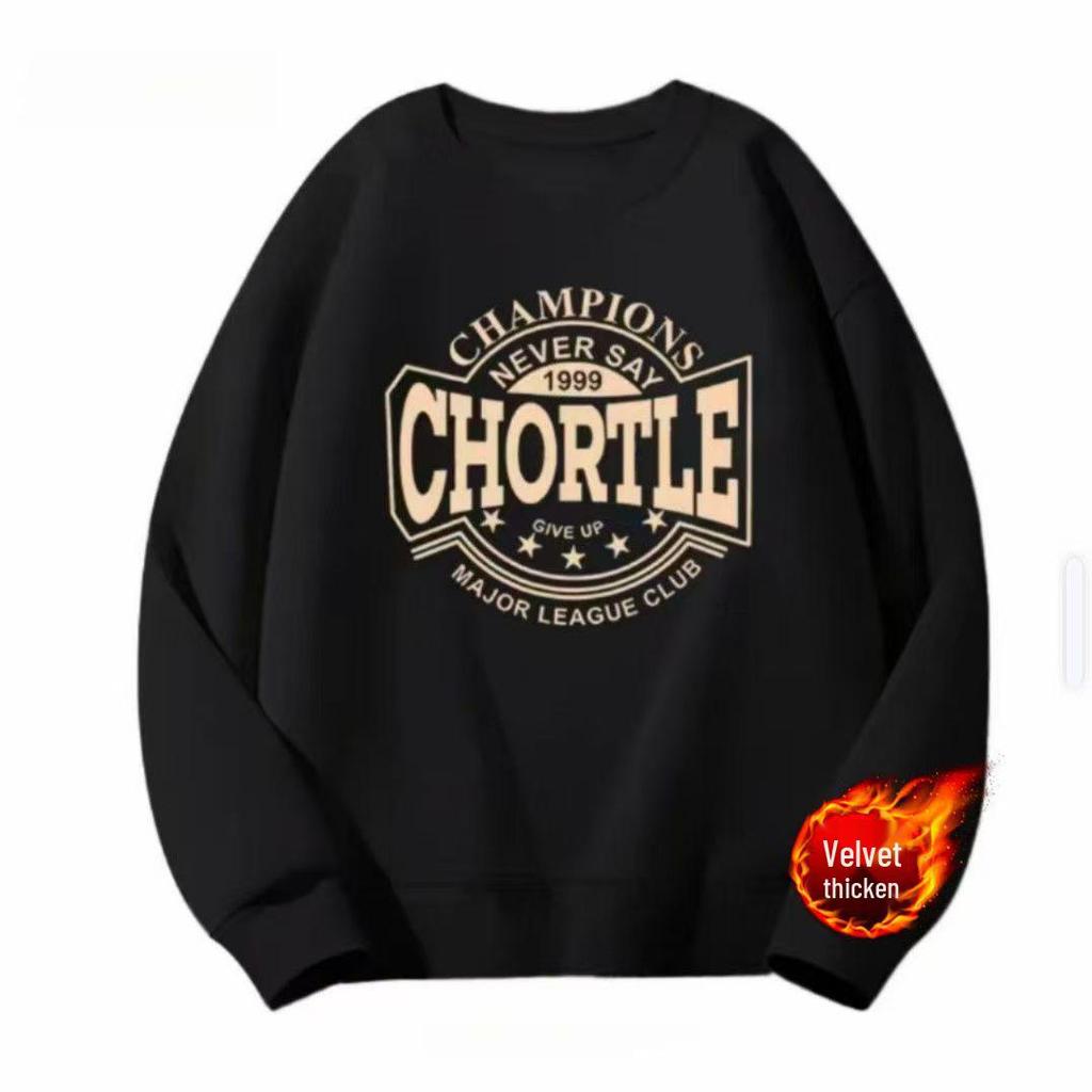 Herren Trendiges Fleece-gefüttertes Sweatshirt - Herbst/Winter 2025 Lockerer Pullover mit Rundhalsausschnitt und langen Ärmeln