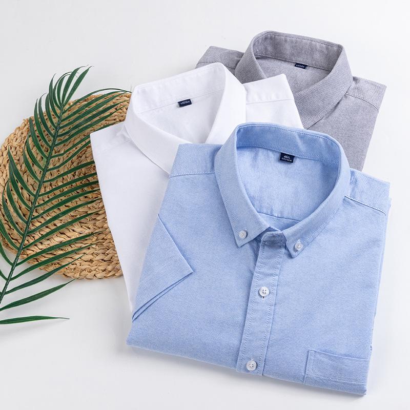Men's Breathable Non-Iron Pure Cotton Short-Sleeve Oxford Shirt - Summer Business Casual