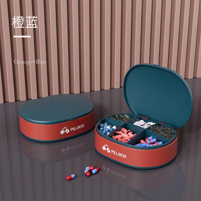 Large-capacity Portable Sealed Pill Box On-the-go Pill Dispenser Plastic Storage Box Travel Compartmentalized Small Pill Box
