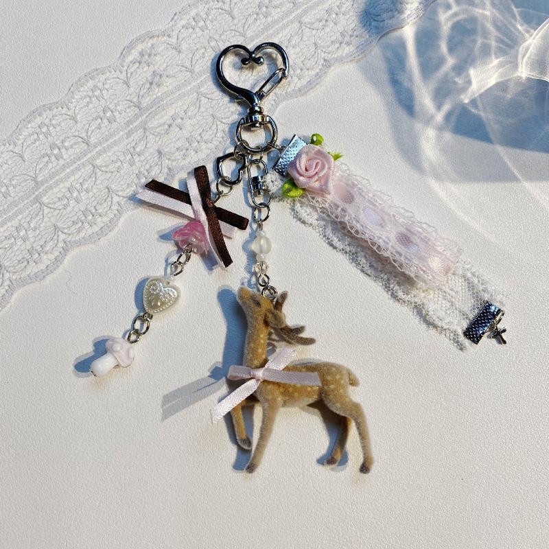 Versatile Portable Deer Keychain Handmade Phone Charms Korean Style Diy Bead Case