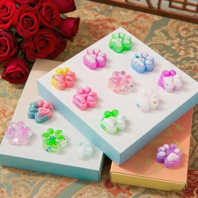 10Pcs Mini Cute Cat Claw Plush Pinch Fun Colorful Halloween Christmas Party Pack Fillers For Pressure Reduction Cartoon Style