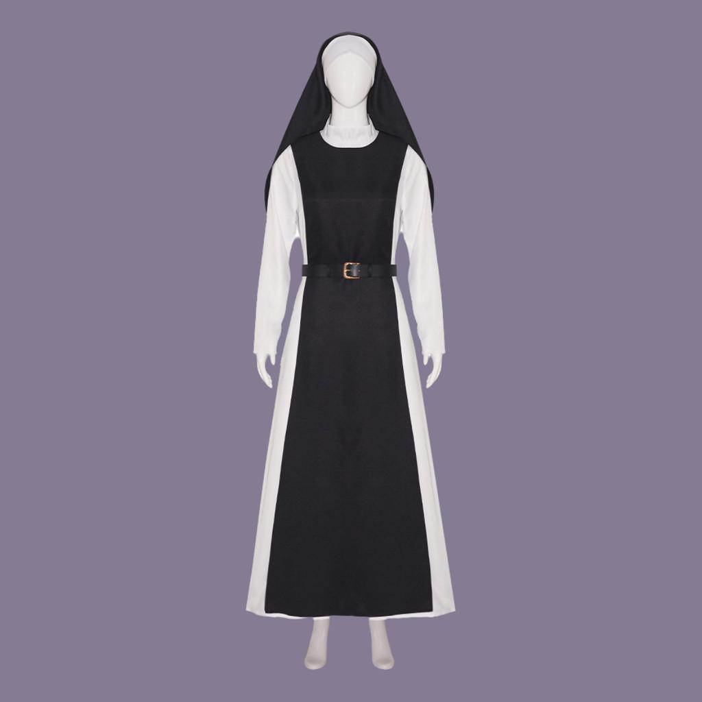 2024 New Flawless Nun Cosplay Costume For Halloween Role Play Virgin Mary Nun Outfit