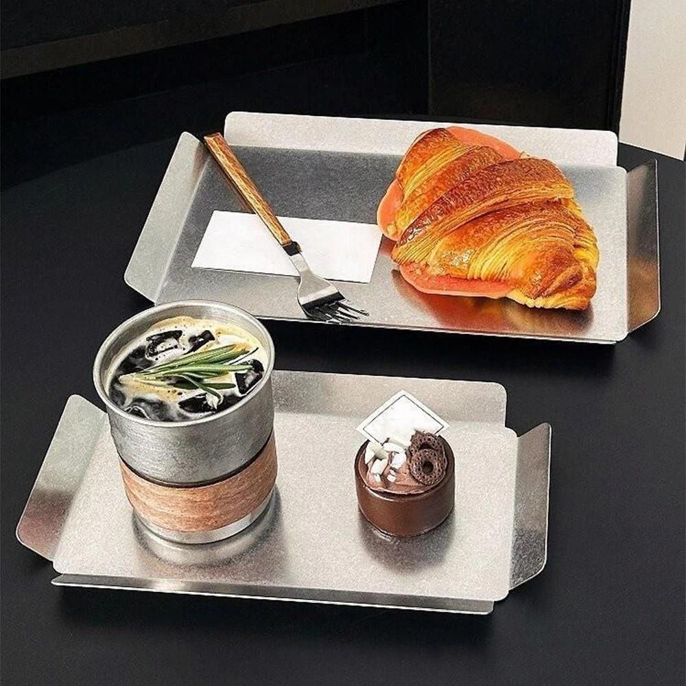 Snow Grey Serving Platter Rust Resistant Steak Dish Stainless Steel Serving Tray Home Decoration