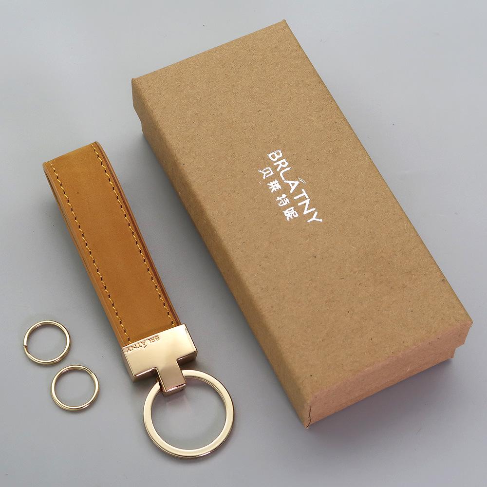 Belleterny Frosted Genuine Leather Keychain - Luxury Keyring Pendant with Logo Customization.