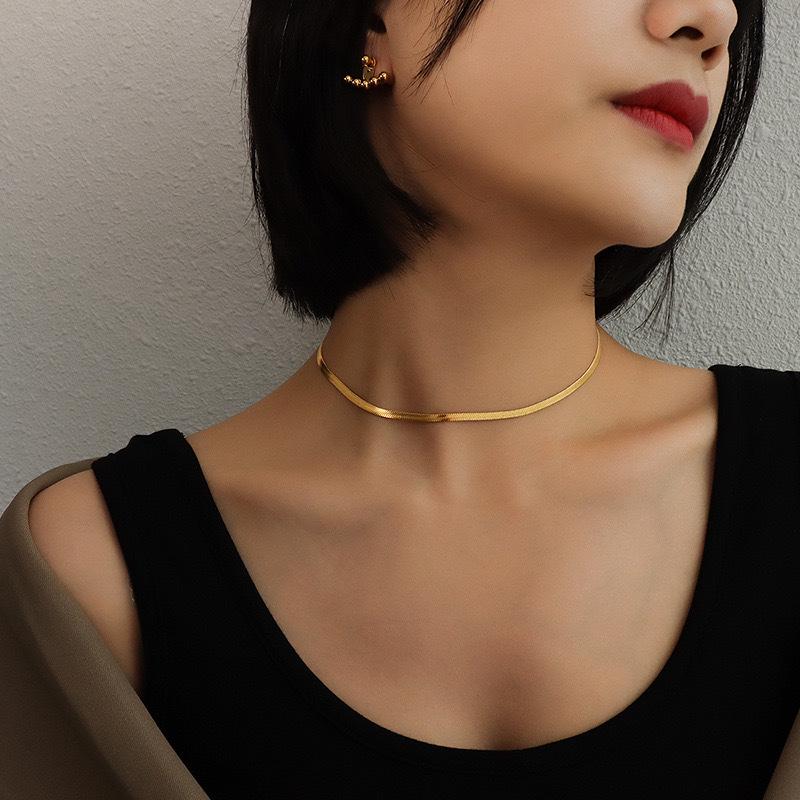 

Minimalist European-American Snake Bone Necklace - Versatile Clavicle Chain Jewelry Blade Chain Silver 2MM