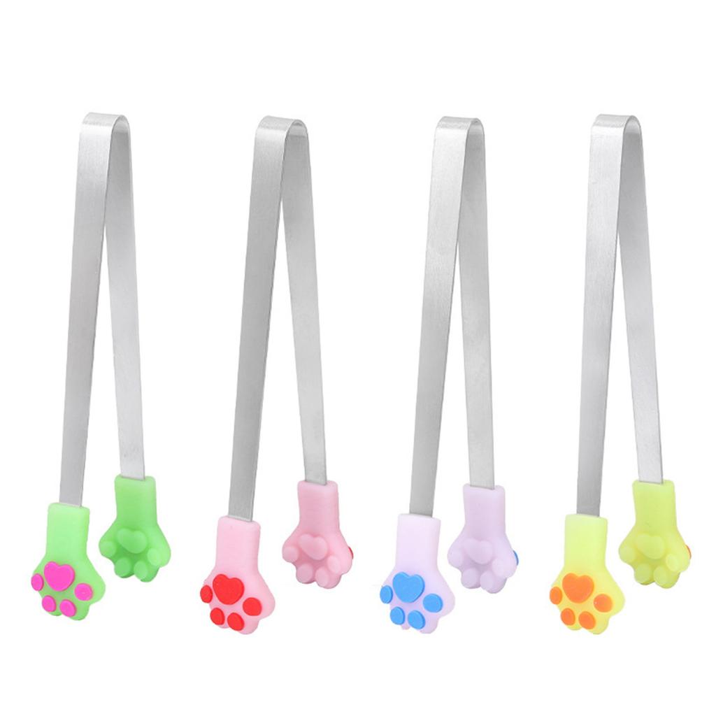 2Pcs Colorful Cats Paws Silicones Mini Tongs Perfect for Serving Snacks Sugar Candy Cookie Ice Cubes Kitchen Gadgets