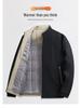 Men's Autumn/Winter Cotton Stand-up Collar Jacket - Business Casual, Solid Color, Thicken, Dad's Style