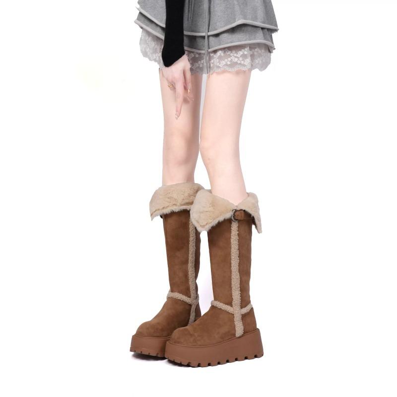 Fashion Thickened Two-wear Snow Boots for Women 2025 Winter New Thick-soled Fleece High-top Anti-slip and Warm Knight Long Boots