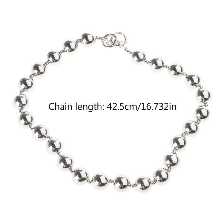Chic Women Necklace Silver Alloy Beaded Decoration Collarbone Chains Jewelry
