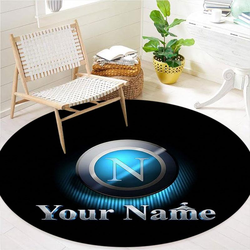 SSC Napoli Custom Name Round Area Rug,Carpet Rug for Living Room Bedroom Sofa Playroom Decor,Non-slip Floor Mat