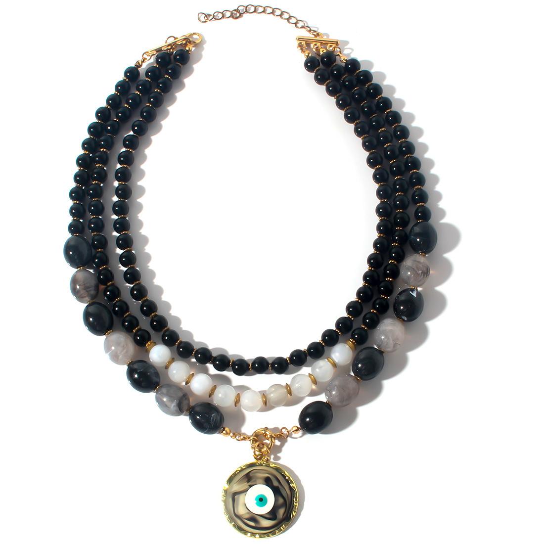 

Европейская и американская индивидуальность Подвеска «Глаз дьявола» с черным жемчугом Многослойное колье Женские простые украшения чёрный