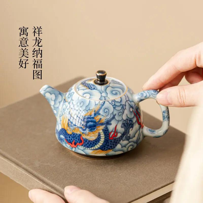 Chinese Underglaze Color Ceramic Teapot Tea Gift Customized Tea Infuser Tea Pot