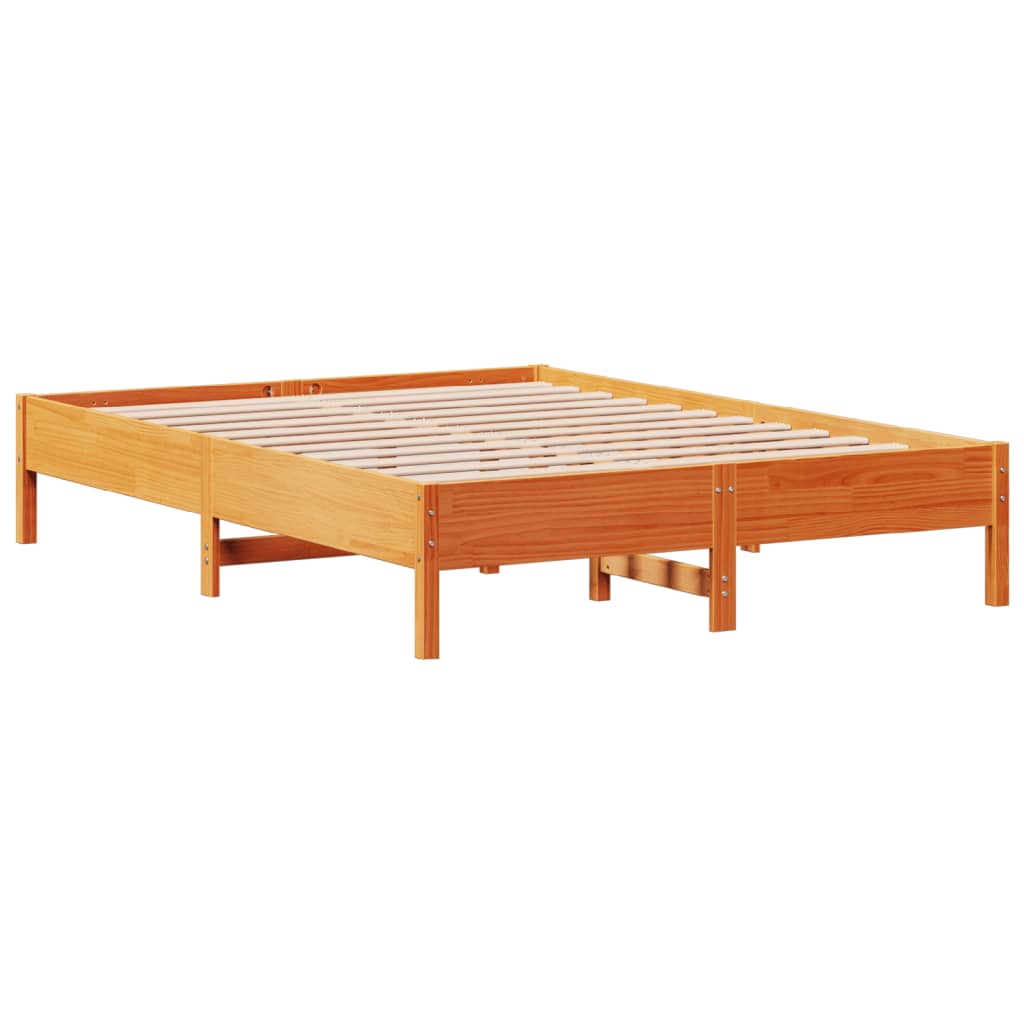 Vidaxl Bed Frame Without Mattress, Waxed Brown, 160X200 Cm, Solid Pine