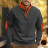 Autumn Winter Patchwork Sweatshirts Men Loose Casual Fleece Heavyweight Stand Up Collar Pullover Half Zipper Long Sleeved Sweatshirt