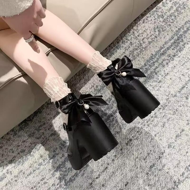High Heels Mary Janes Shoes Autumn Patent Leather Heeled Shoes japanese Woman Platform Ankle Strap Pumps for Women lolita shoes