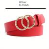 Double Loop Buckle Design Belt Casual Jeans Dress Women's Leather Black Brown Adjustable Belt