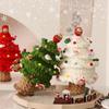 Crafted Holiday Knitted Christmas Tree Wooden Base Ornament Featuring Holiday Accents For Desktop Decoration
