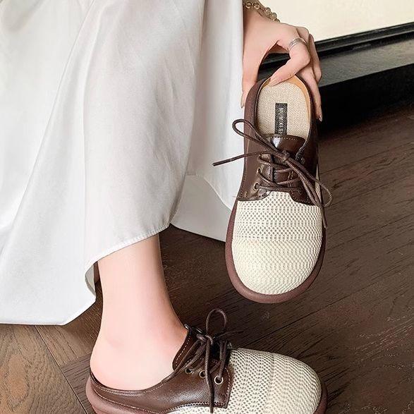 Temperament bag head half slippers women's 2025 new spring and autumn wear lazy one-pedal single shoes super fire beautiful Mueller shoes