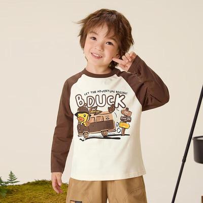 B.Duck Kids' Long Sleeve Color Block Cartoon Top