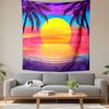 Tropical Sunset with Palm Trees Patterned Tapestry Decorative Wall Hanging, Home Bedroom Living Room Decor