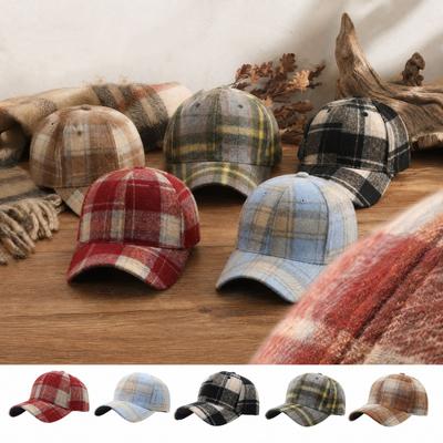 Unisex Retro Karomuster Baseball Warmer Outdoor Freizeit Hut für Männer und Frauen