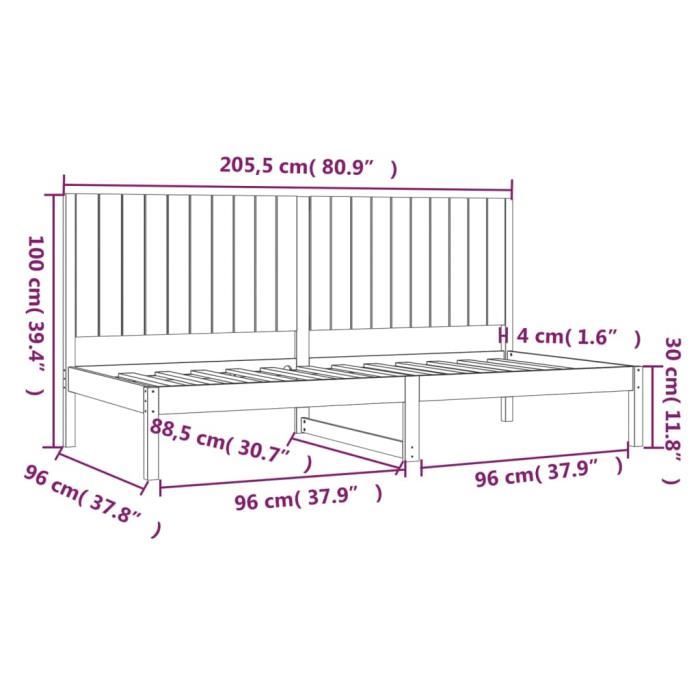 VidaXL Daybed 90x200 Cm Solid Pine Wood 3108066