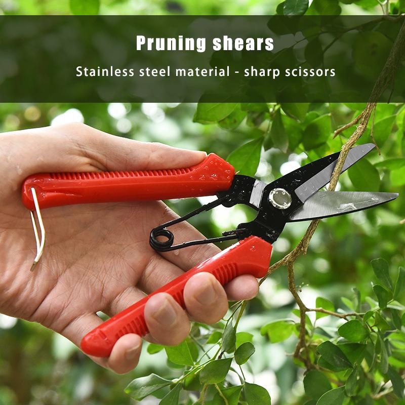 Stainless Steel Pruning Shears - Sharp Garden Scissors for Flower, Plant & Bonsai Trimming, Red Non-Slip Handle Gardening Tool