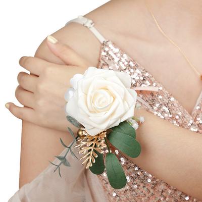 2 Stück Corsage und Handgelenk-Corsage Set Abschlussball Blume Corsage Armband mit Rückenclip für Hochzeitszeremonie Jubiläums-Dinnerparty Dekoration