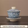 Ru Kiln Ceramic Gaiwan: Elegant Three Talents Tea Cup Set with Lid for Gongfu Brewing.