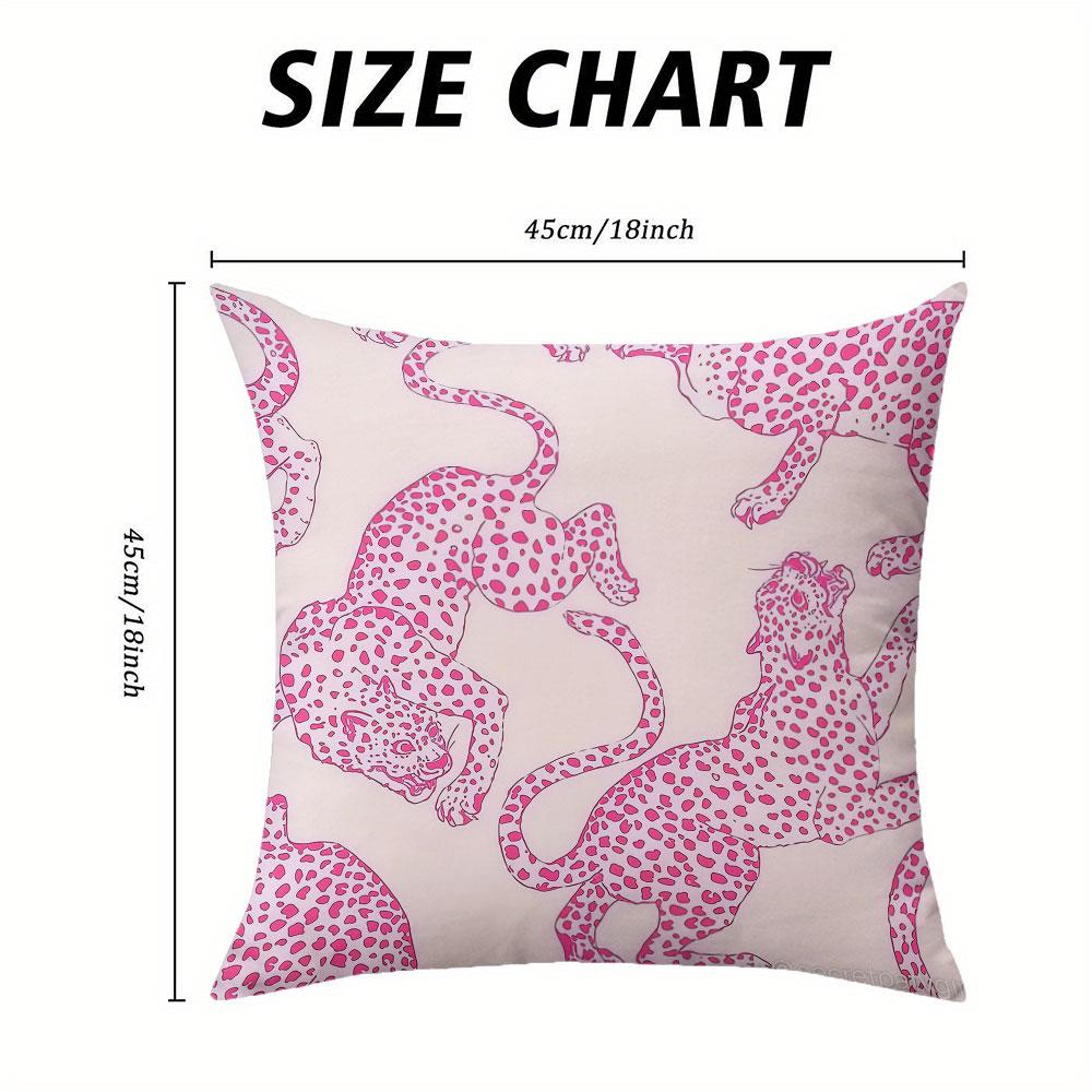 Hot Pink Leopards Square Jacquard Pillow Cover for Sofa Office Waist Cushion Cover Home Decorative Pillowcase