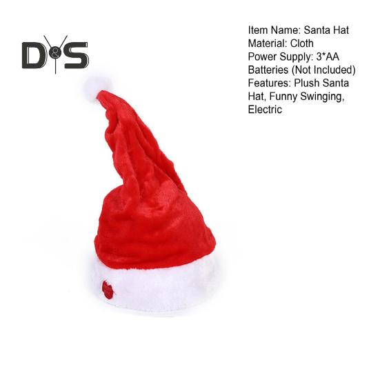 Electric Swinging Santa Hat Adults Kids Plush Red And White Swinging Christmas Hat Battery-operated Singing Santa Hat for Xmas New Year Party