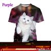 Women's T-Shirts Harajuku Cat Graphic Print 3D Tops Summer Short Sleeve Casual Tees Kawaii Animal T Shirt