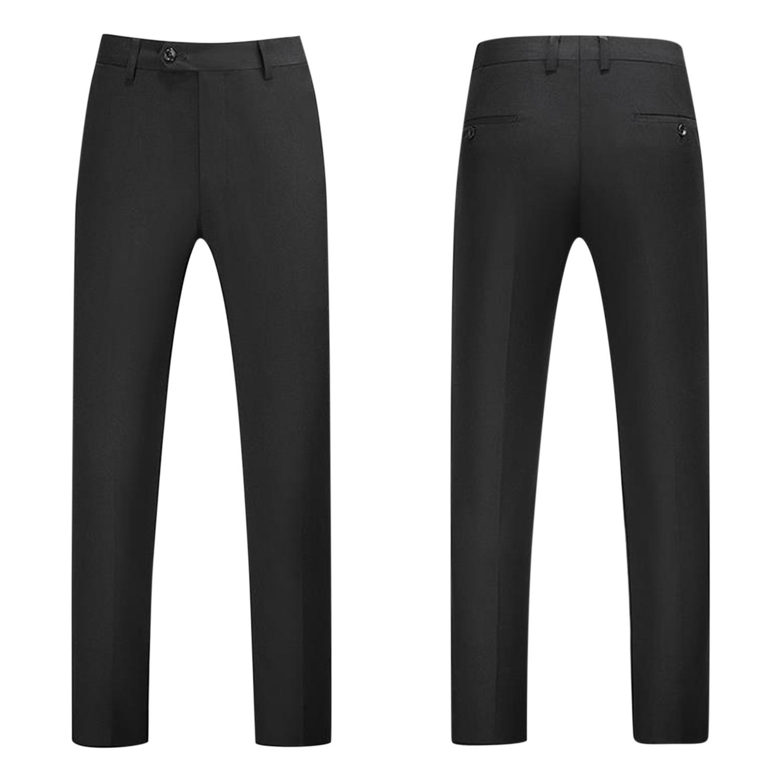 

Мужские однотонные брюки большого размера, мужские повседневные деловые брюки прямого кроя 32 чёрный