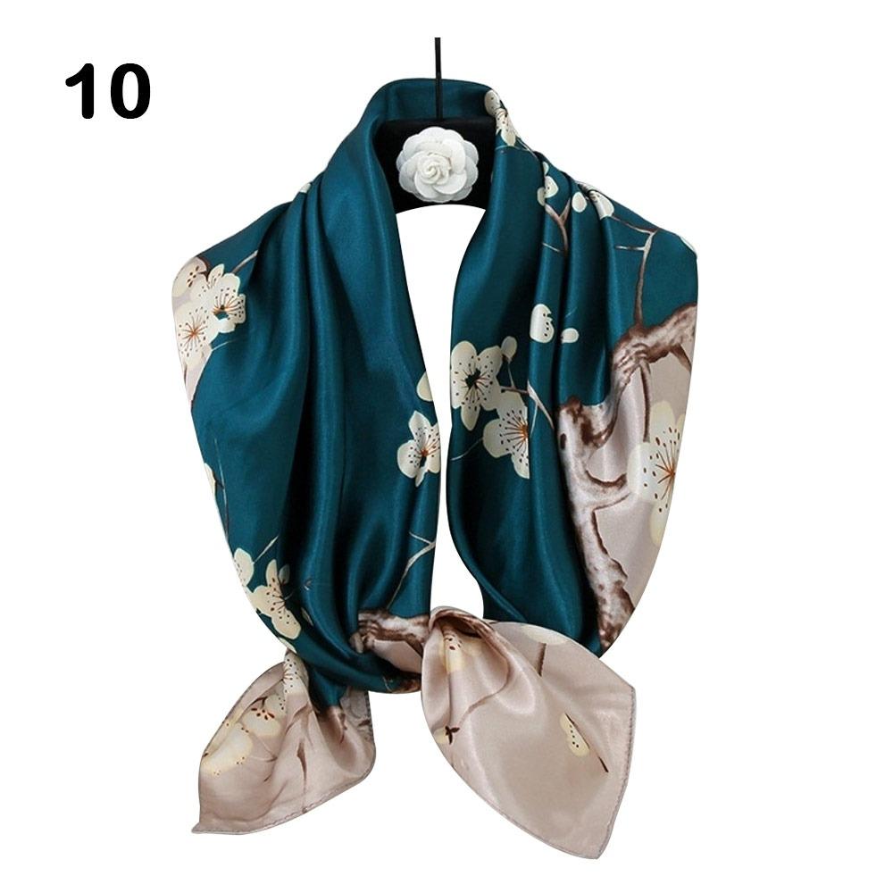 

New 90*90cm Silk Square Scarf Floral Pattern Soft Hijab Scarf Bandana Scarf