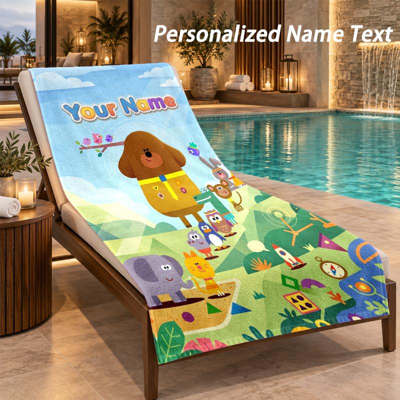Hey Duggee Custom Name Beach Towel Large Soft Towel for Indoor Bathroom Outdoor Beach