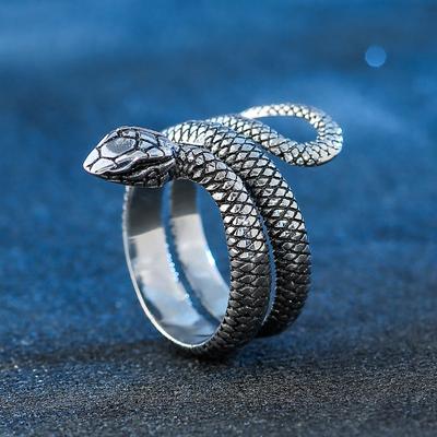 Bague Serpent Rétro Réglable Bijoux Gothique Punk pour Femmes Hommes Hip Hop Festival de Musique Rock Fête d'Halloween Idée Cadeau