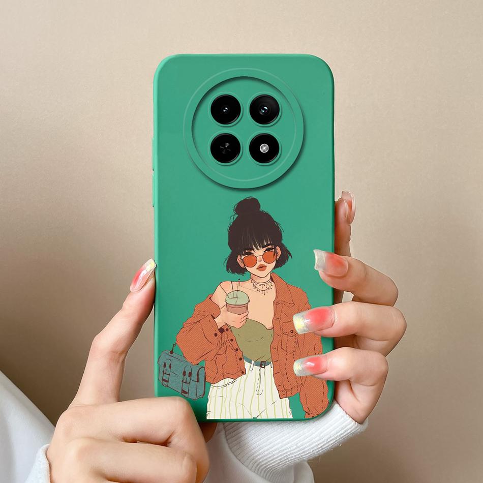 For OPPO Realme 12X 5G Phone Cases Cartoon Liquid Silicone Full Coverage Anti Drop Shell For Realme12 X Back Covers Bumper Funda