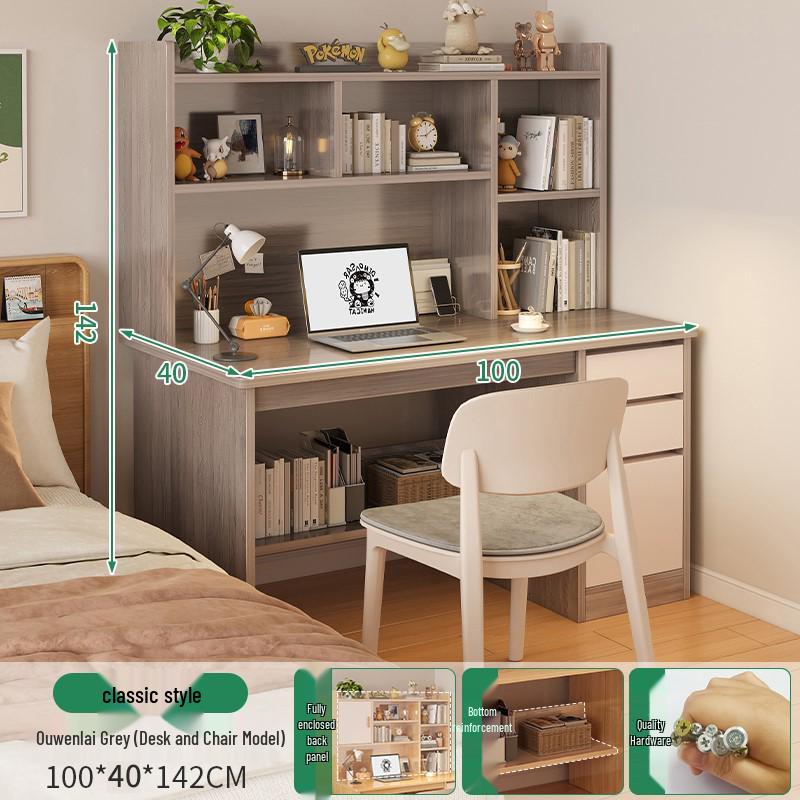Modern Computer Desk with Bookshelf & Storage for Home, Office, Bedroom & Study Room