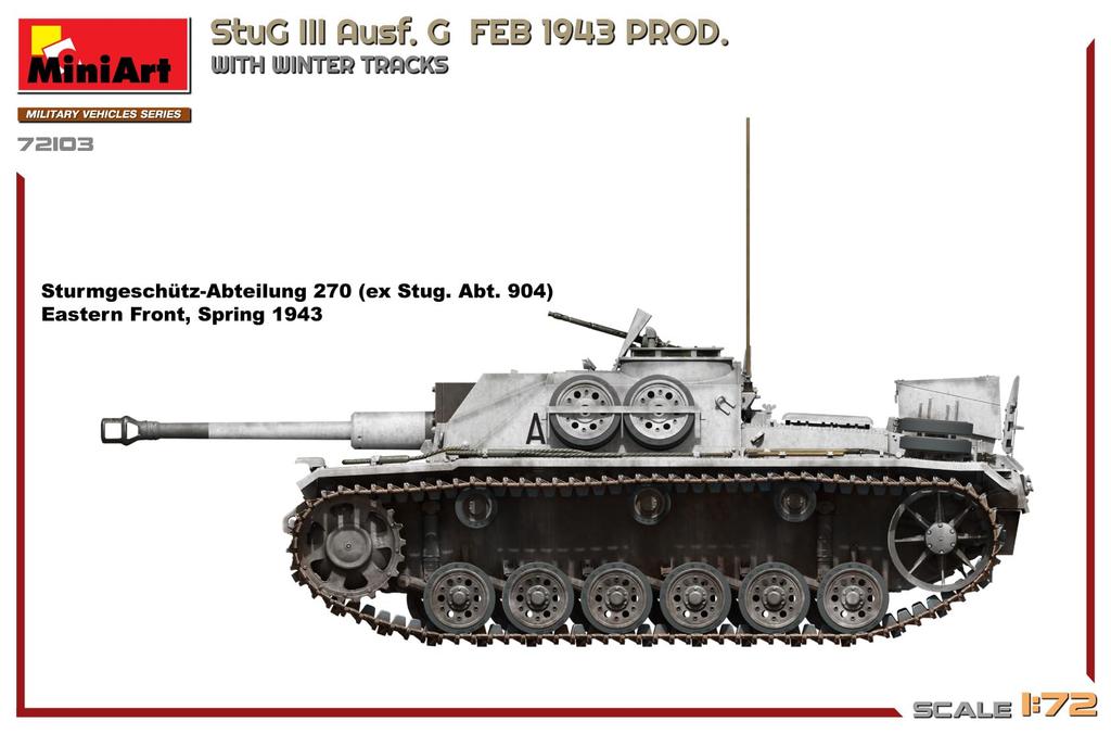 Miniart German StuG III Type G Manufactured In February 1943 Track Plastic Model MA72103 1/72 w/Winter