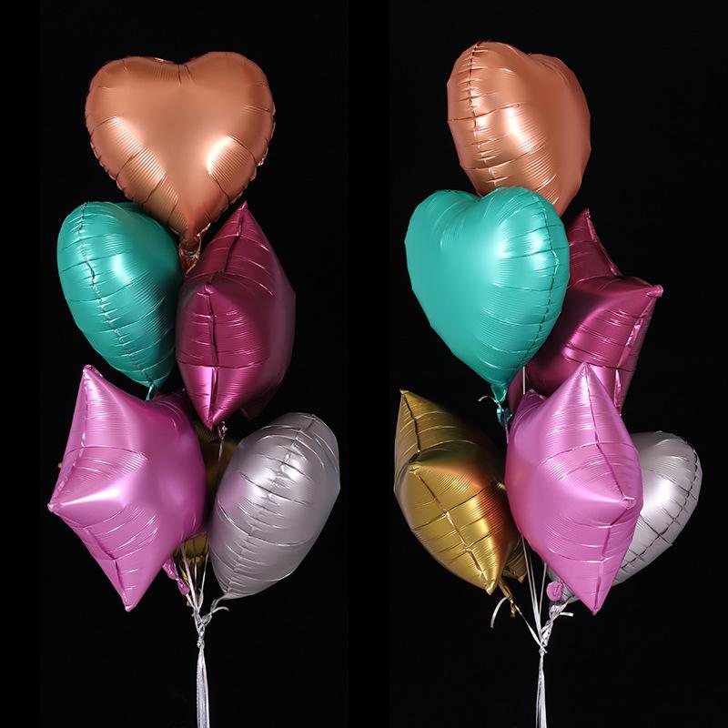 Heart-Shaped Metallic Balloon & Star Foil Balloon Set, 18-inch Birthday Party Decor