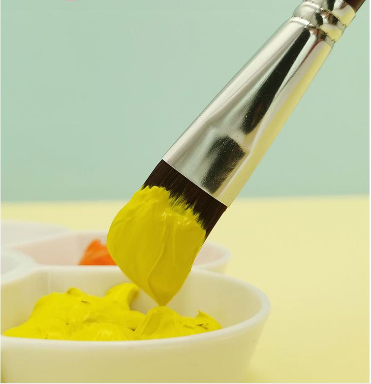 Hair Head Weasels Brush Flat Wolf Hair Art Pen 12 Pcsset Oil Watercolor Acrylic Painting Brush For Artist Beginner