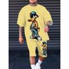 The 2025 Summer New Men's Suit Features an Interesting Cartoon Duck Print Casual and Fashionable Polyester Men's Wear