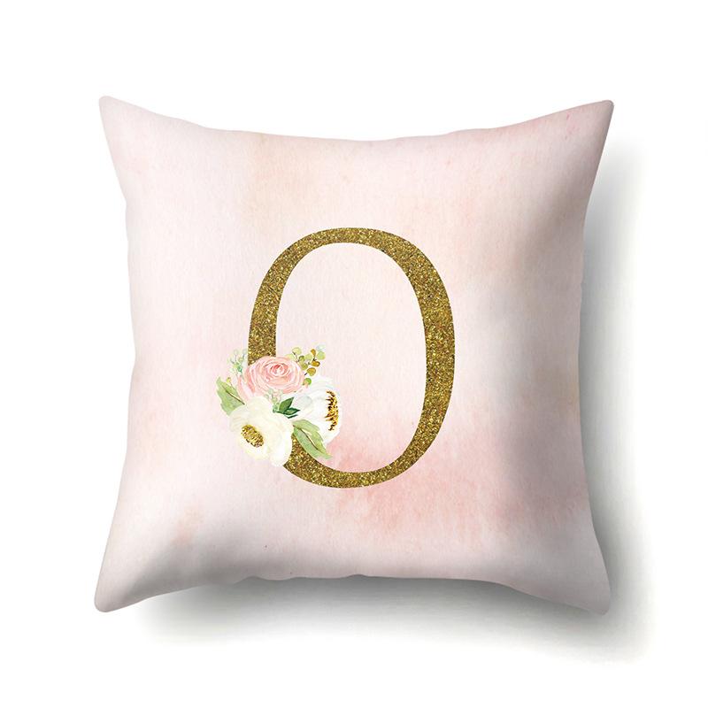 Polyester Pillowcase Home Fantasy Watercolor Print Pillowcase 26 English Letter Cushion Cover