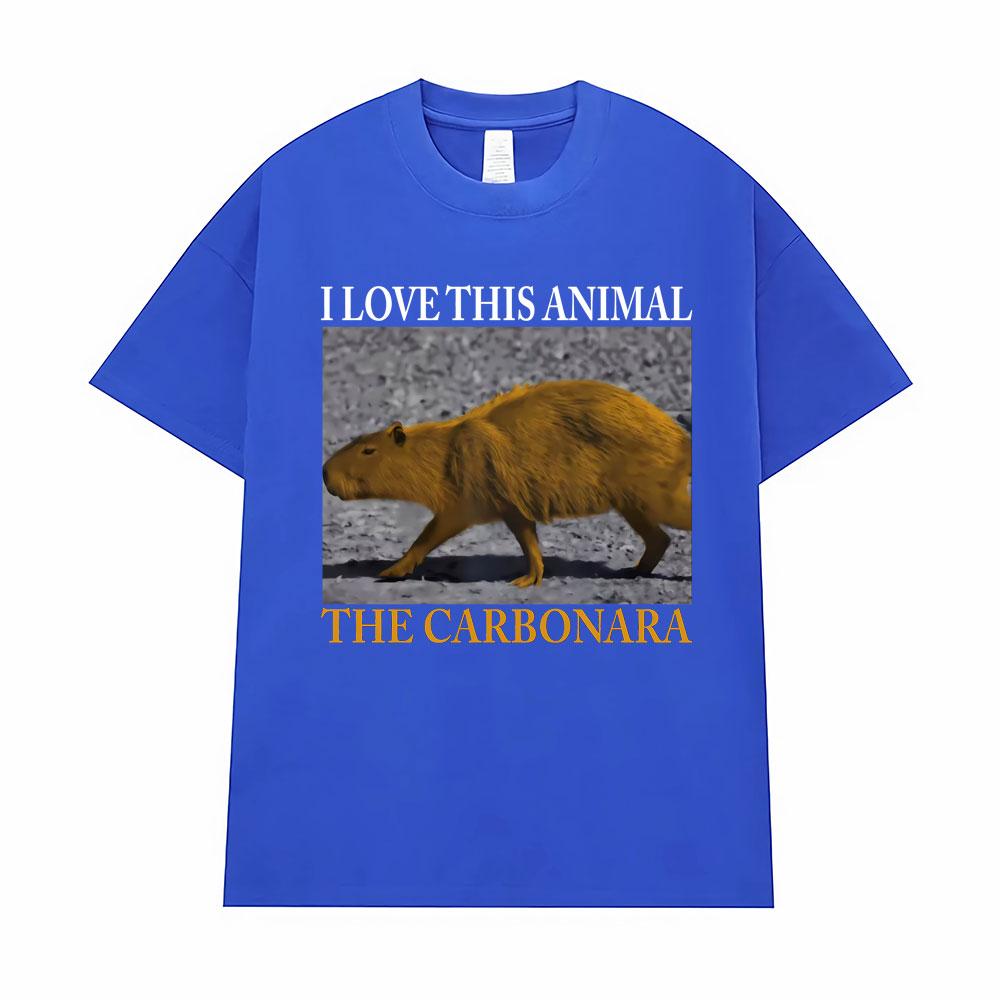 Lustiges Meme Ich Liebe Dieses Tier Das Carbonara-Capybara T-Shirt Herrenbekleidung Unisex Heißer Verkauf Hohe Qualität T-Shirts Mode T-Shirt