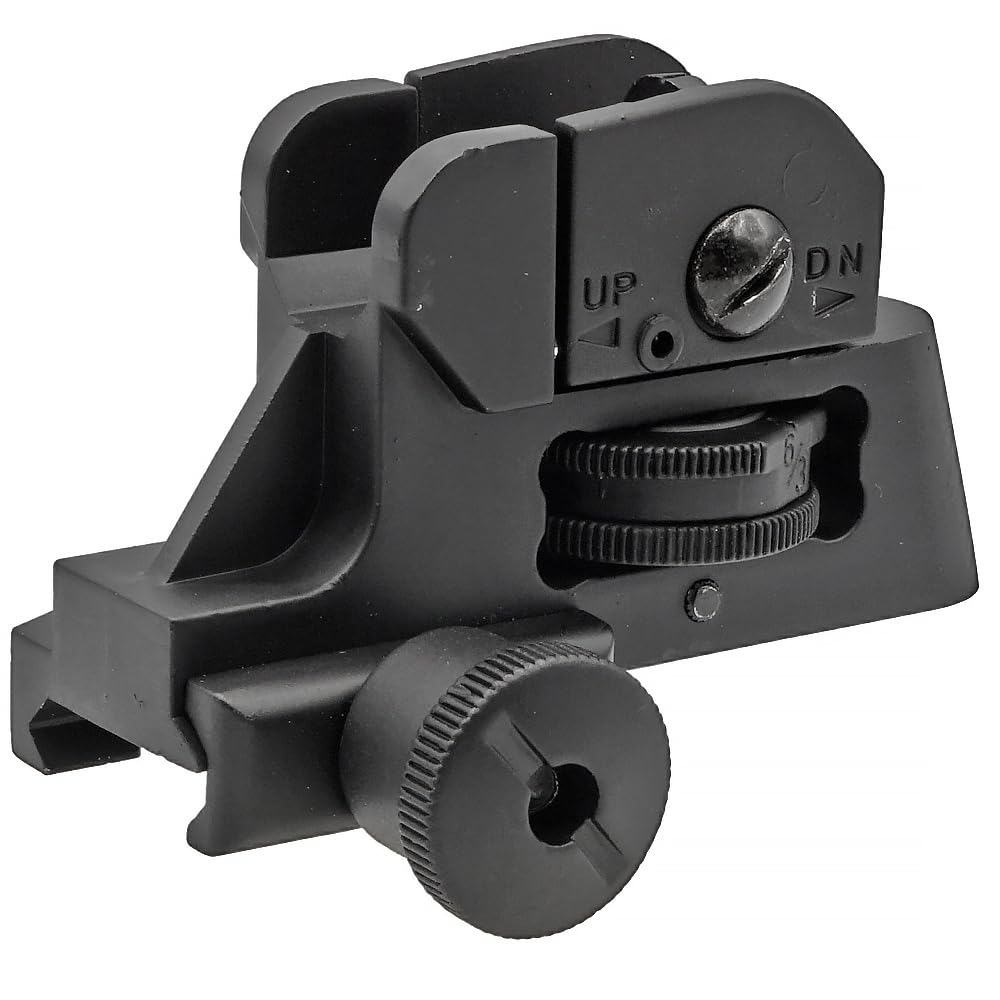 CYMA CY-M015 LMT Tactical Rear Sight, Compatible with 20mm Rails, Full Metal Replica, Zero & Peep Switchable, Black