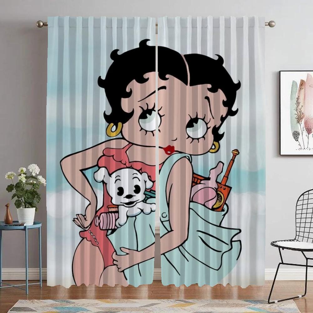 

Шторы BettyS Boopes Антимоскитные 2 штуки Современные шторы для гостиной для камеры Затемняющая штора Тюль для спальни W50xH70cmx2pcs-CL