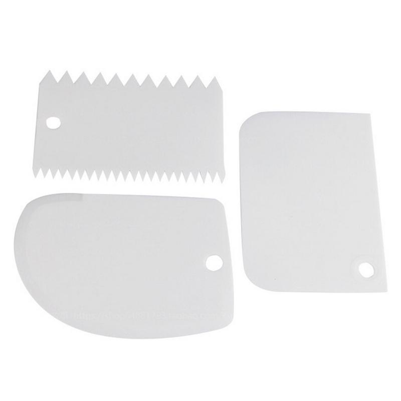 

3pcs Dough Plastic Icing Fondant Scraper Cake Decorating Baking Pastry Tools New White