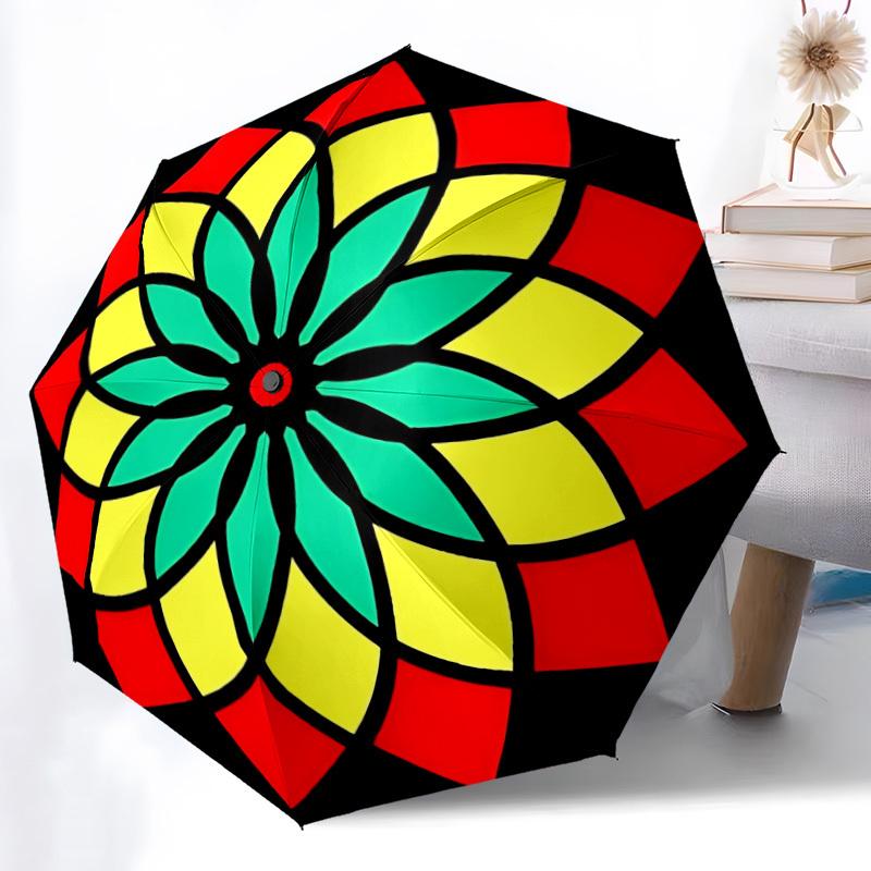 1PC Colorful Mandala Pattern Personality Umbrella with 8 Frames, Automatic Open, Durable Frame, Quality Craftsmanship yy250912073