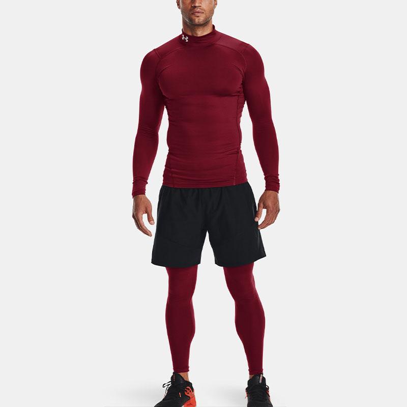 Under Armour ColdGear® Solid Logo Half Zip Fitted Long Sleeve T-Shirt Men Tops Red 1366072-625