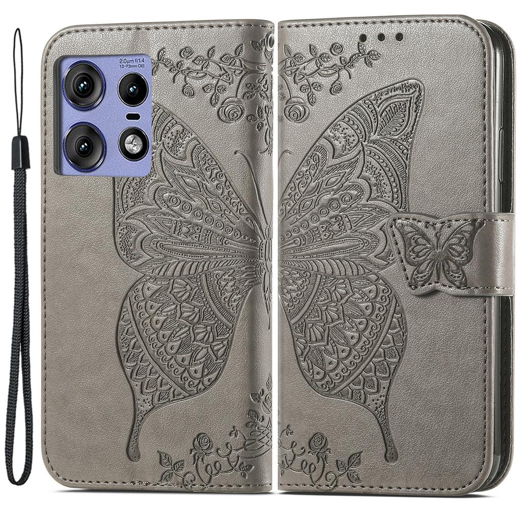For Motorola Edge 50 Pro 5G Wallet Case Butterfly Imprinted PU Leather Phone Cover